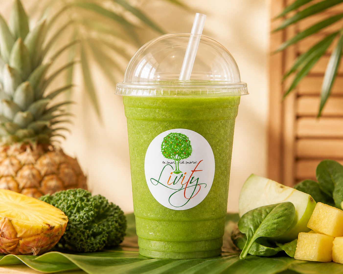 Incredible Hulk green smoothie in a branded Livity cup