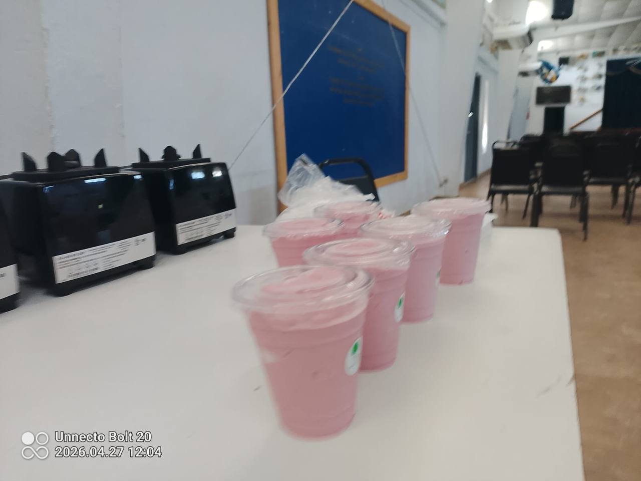 Fresh pink Livity smoothies prepared for pickup